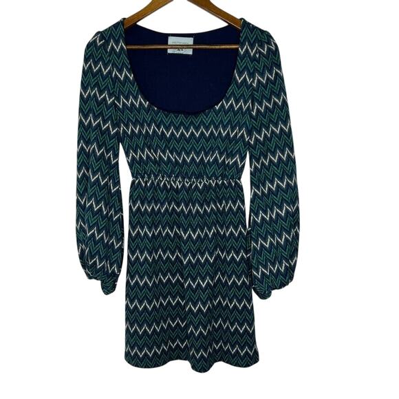 Judith March Women's Chevron Print Long Sleeve Mini Dress Size S Boho Style - Picture 1 of 7